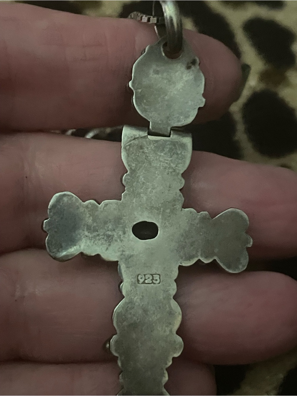 Elegant Unique Silver Cross Necklace with Red Gemstone Vintage”” - Picture 7 of 7
